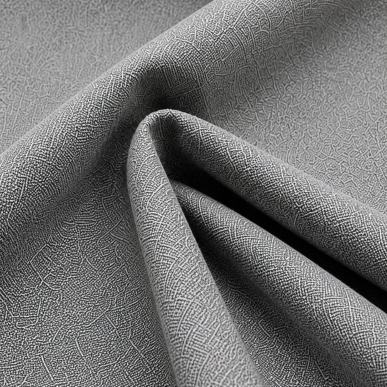 Close-up of textured grey fabric weave